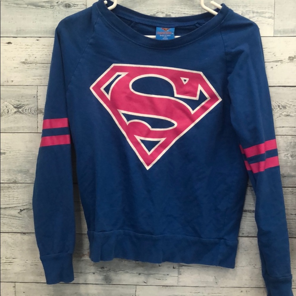 Navy Blue Supergirl Long Sleeved Shirt
